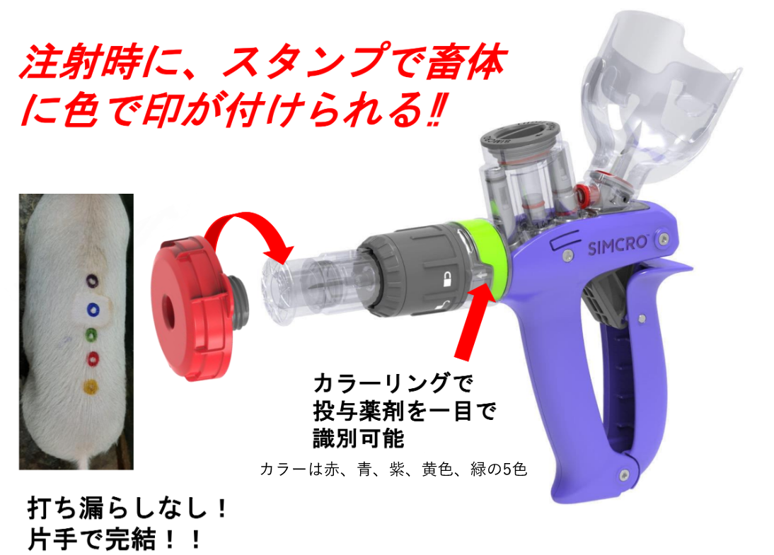 動物用連続注射器接種済み　スタンプ機能付き